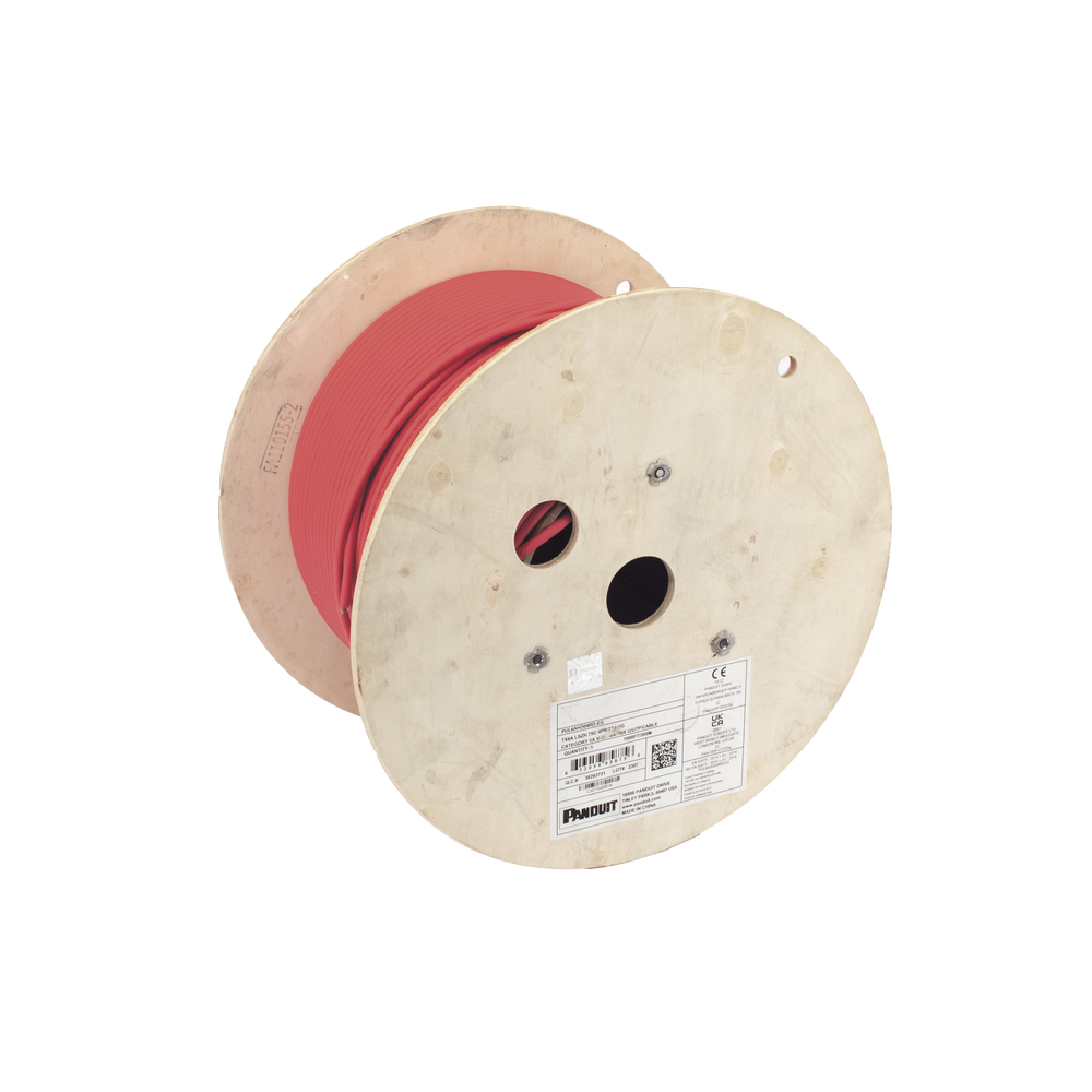 Bobina de Cable UTP de 4 Pares, Vari-MaTriX, Cat6A, 23 AWG, LSZH (Libre de Gases Tóxicos), Color Rojo, 305 Metros (1000 Pies)