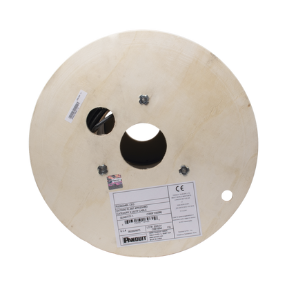 Bobina de Cable UTP de 4 Pares, PanNet, Para Exterior con Gel, Cat6 (23 AWG), Industrial para Climas Extremos, Color Negro, 305 Metros (1000 Pies)