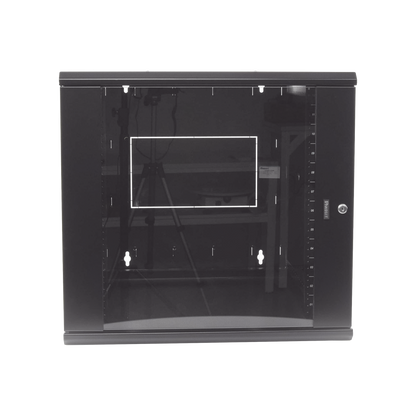 Gabinete PanZone de Montaje en Pared, de 19in, Puerta con Ventana de Seguridad, 12 UR, 762mm de Profundidad, Color Negro