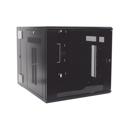 Gabinete PanZone de Montaje en Pared, de 19in, Puerta con Ventana de Seguridad, 12 UR, 762mm de Profundidad, Color Negro