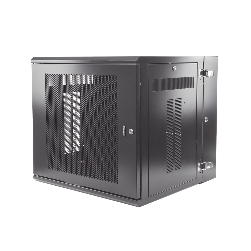 Gabinete PanZone de Montaje en Pared, de 19in, Puerta Ventilada, 12 UR, 635mm de Profundidad, Color Negro