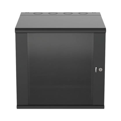 Gabinete PanZone de Montaje en Pared, de 19in, Puerta con Ventana de Seguridad, 12 UR, 635mm de Profundidad, Color Negro