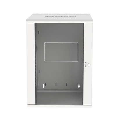 Gabinete PanZone de Montaje en Pared, de 19in, Puerta con Ventana de Seguridad, 18 UR, 762mm de Profundidad, Color Blanco
