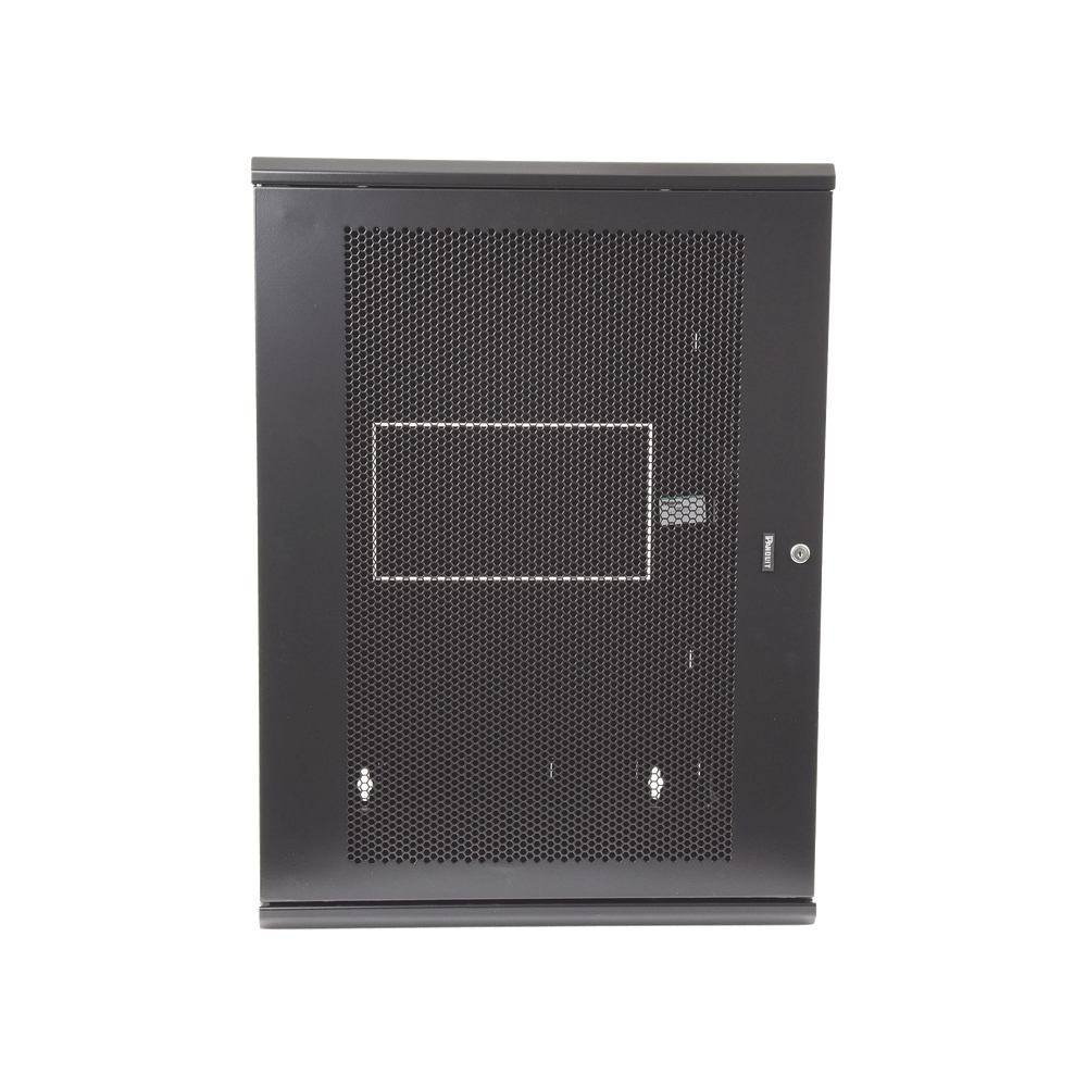 Gabinete PanZone de Montaje en Pared, de 19in, Puerta Ventilada, 18 UR, 635mm de Profundidad, Color Negro