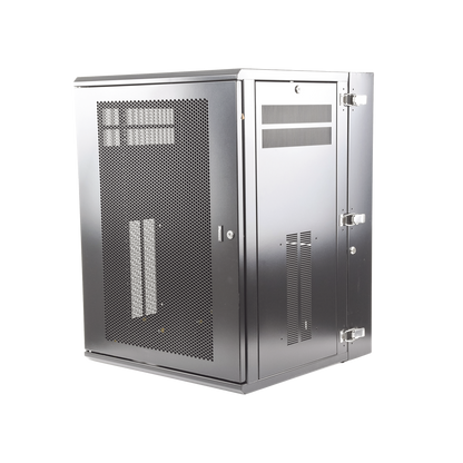 Gabinete PanZone de Montaje en Pared, de 19in, Puerta Ventilada, 18 UR, 635mm de Profundidad, Color Negro