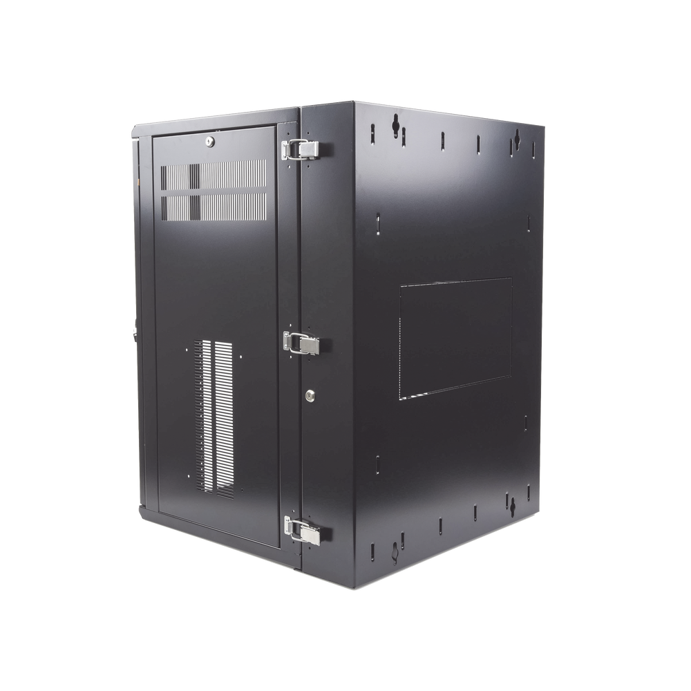 Gabinete PanZone de Montaje en Pared, de 19in, Puerta con Ventana de Seguridad, 18 UR, 635mm de Profundidad, Color Negro