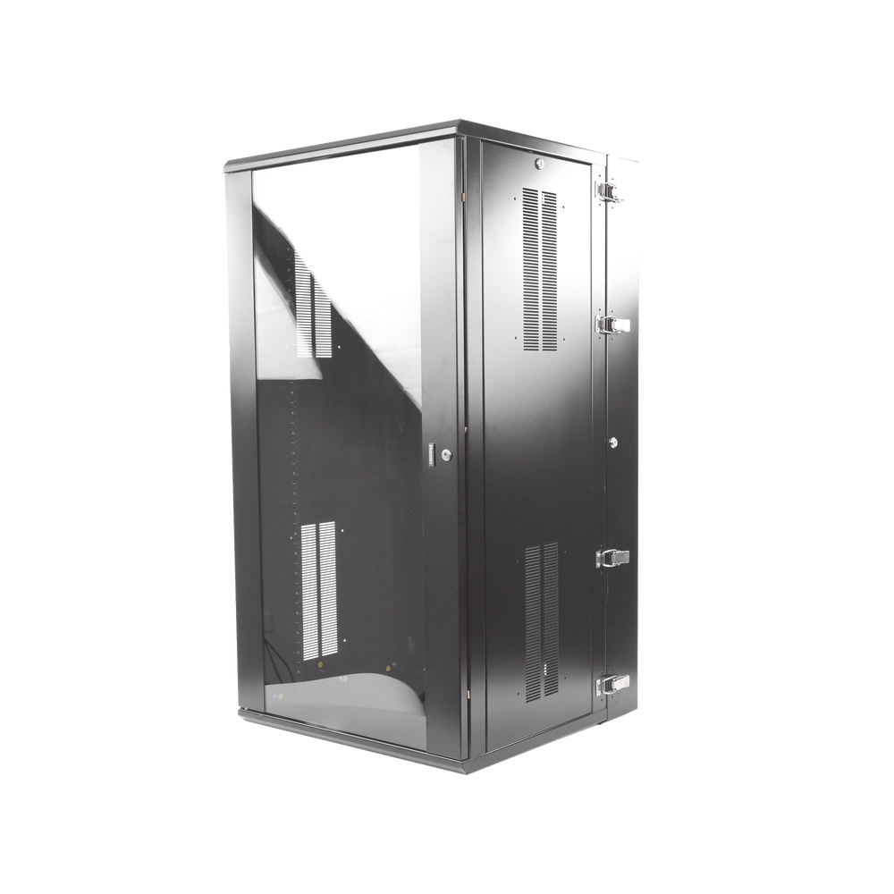 Gabinete PanZone de Montaje en Pared, de 19in, Puerta con Ventana de Seguridad, 26 UR, 635mm de Profundidad, Color Negro