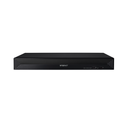 NVR 8 Megapíxel / 16 canales / H.265 / P2P Wisenet / 16 puertos PoE / 128Mbps