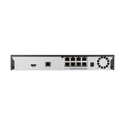 NVR 8 Megapíxel / 8 canales / H.265 / P2P Wisenet / 8 puertos PoE