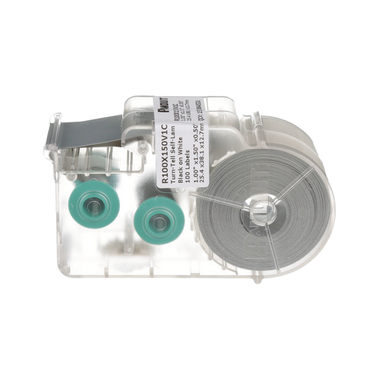 Casete de 75 Etiquetas Autolaminadas Turn-Tell, con Rotación para Mejor Visibilidad, para Cables de Redes de Cobre o Fibra Óptica, de 7.1 a 9.9 mm (0.28 a 0.39 pulgadas) de Diámetro