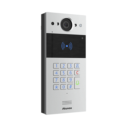 Videoportero SIP / Teclado y Lector de Tarjeta / Notificación App / Notificación Llamada Telefónica / Configuración en la Nube / POE / IP65 / Cámara de 2 MP / NFC / PIN Temporal para Visitas / Control de 2 Puertas