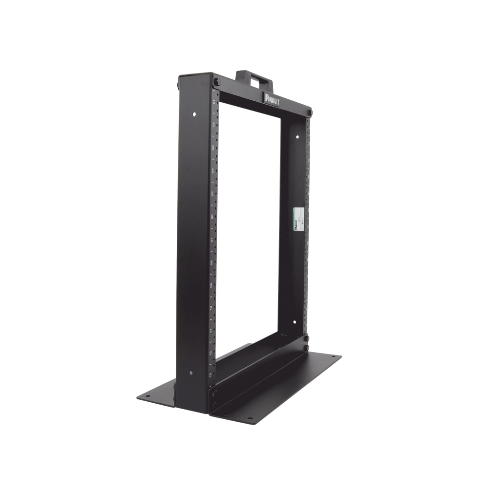 Rack de Dos Postes Estándar de 19 in, Rieles Numerados y Roscados #12-24, Fabricado en Aluminio, 13 Unidades de Rack, Color Negro