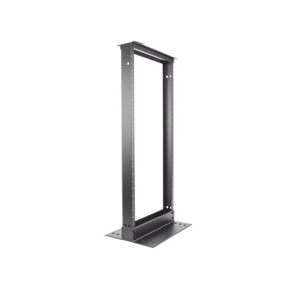 Rack de Dos Postes Estándar de 19 in, Rieles Numerados y Roscados #12-24, Fabricado en Aluminio, 24 Unidades de Rack, Color Negro