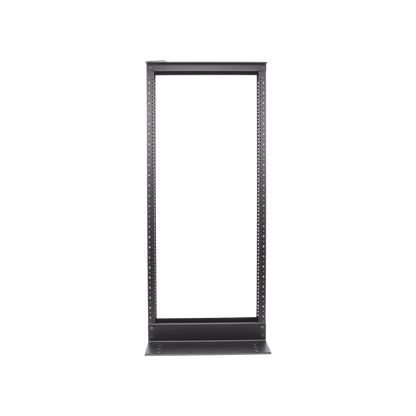 Rack de Dos Postes Estándar de 19 in, Rieles Numerados y Roscados #12-24, Fabricado en Aluminio, 24 Unidades de Rack, Color Negro