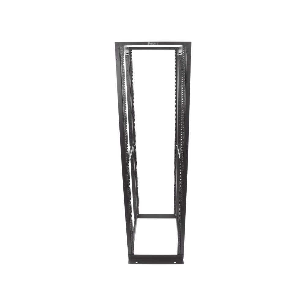 Rack de Cuatro Postes Estándar de 19", Rieles Numerados y Roscados #12-24, Profundidad Máxima de 30 in, 45 Unidades de Rack, Color Negro