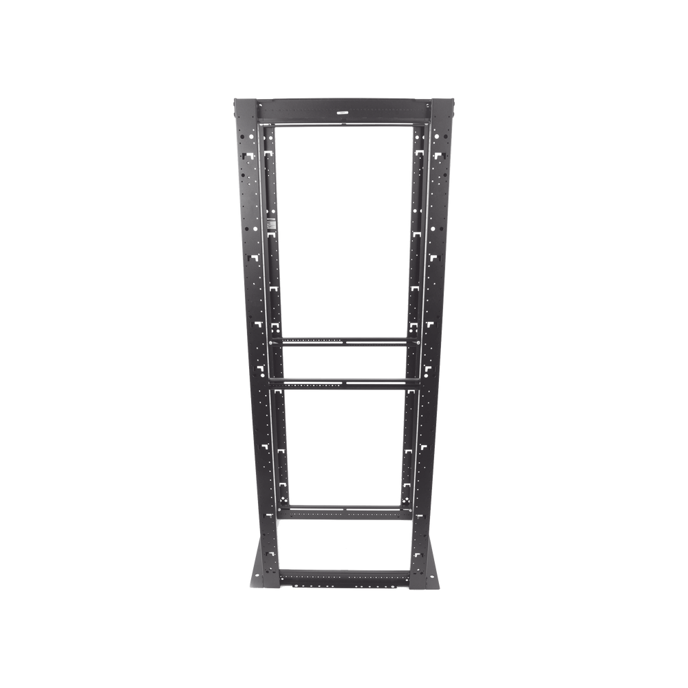 Rack de Cuatro Postes Estándar de 19", Rieles Numerados y Roscados #12-24, Profundidad Máxima de 30 in, 45 Unidades de Rack, Color Negro