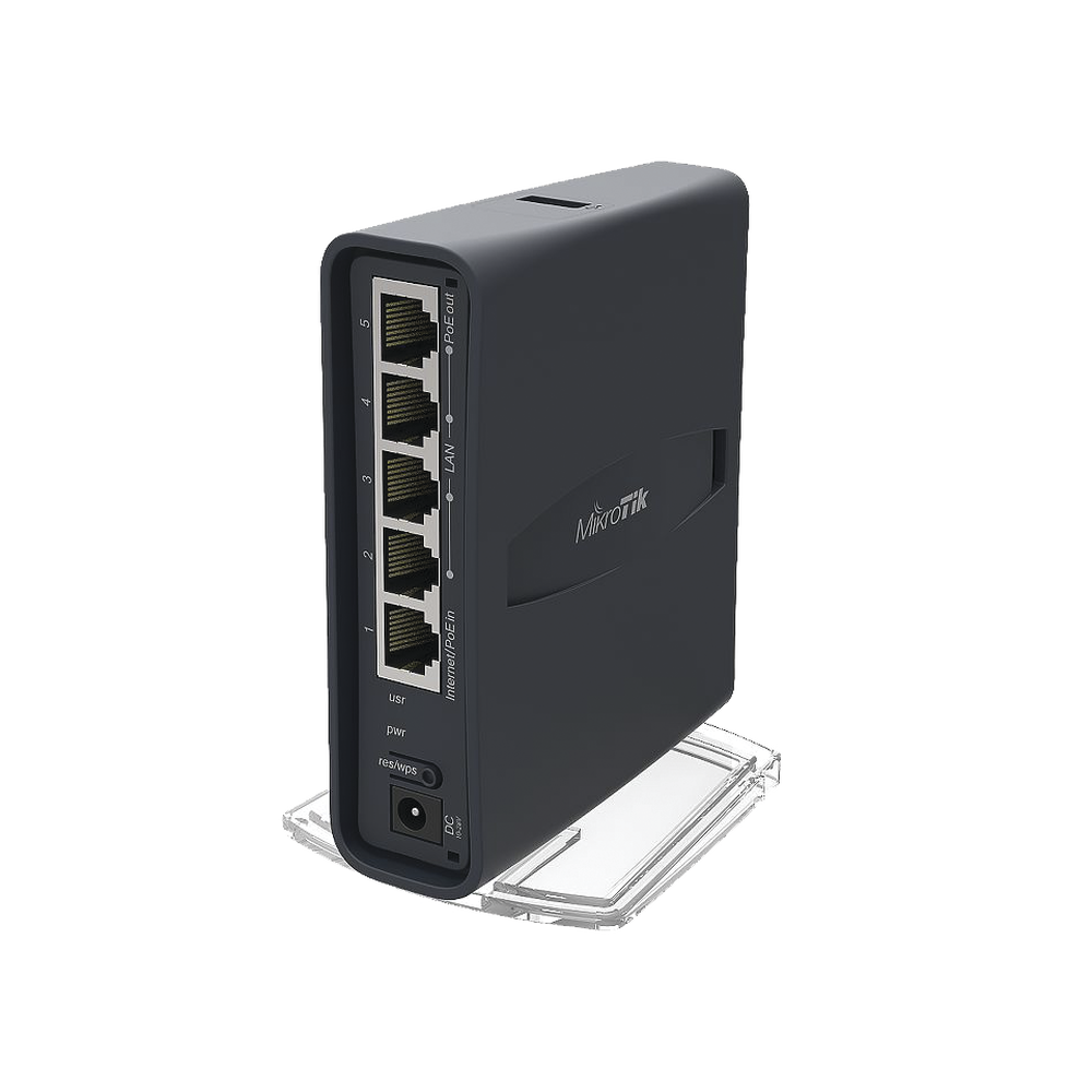 (hAP ac lite Tower) 5 Puertos Fast Ethernet, WiFi Doble Banda 802.11ac, Base tipo Torre
