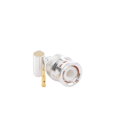 Conector BNC Macho de Anillo Plegable para Cable LP-142, LP-195, LMR-195, RG-58/U, RG-142/U, Plata/Oro/Teflón.