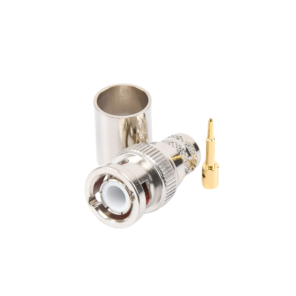 Conector BNC Macho de Anillo Plegable para RG-8/U, LMR-400, 9913, CNT-400, Níquel/ Oro/ Teflón.