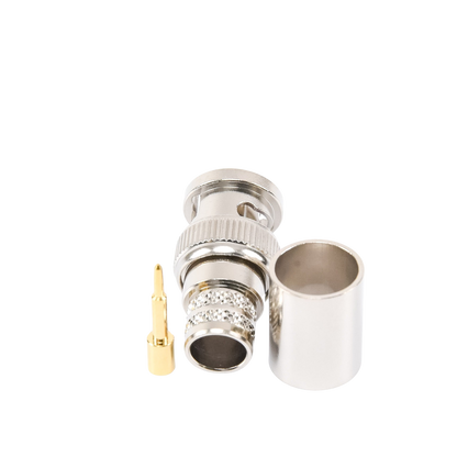Conector BNC Macho de Anillo Plegable para RG-8/U, LMR-400, 9913, CNT-400, Níquel/ Oro/ Teflón.