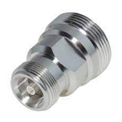 Adaptador en Línea de Conector DIN 7-16 Hembra a 4.3-10 Hembra, Bronce Blanco/ Plata/ Teflón.