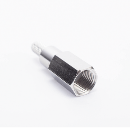 Conector FME Macho de anillo plegable para cable RG-58/U, Niquel/ Oro/ Teflón.