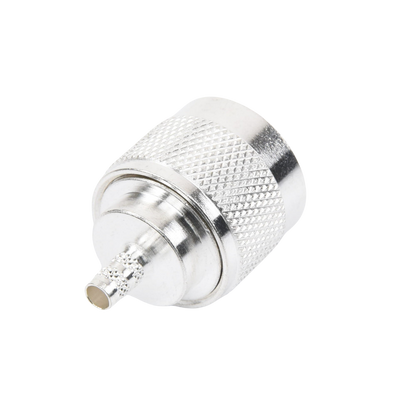 Conector Coaxial N Macho de Anillo Plegable para Cable RG-142/U, Plata/ Oro/ Teflón.