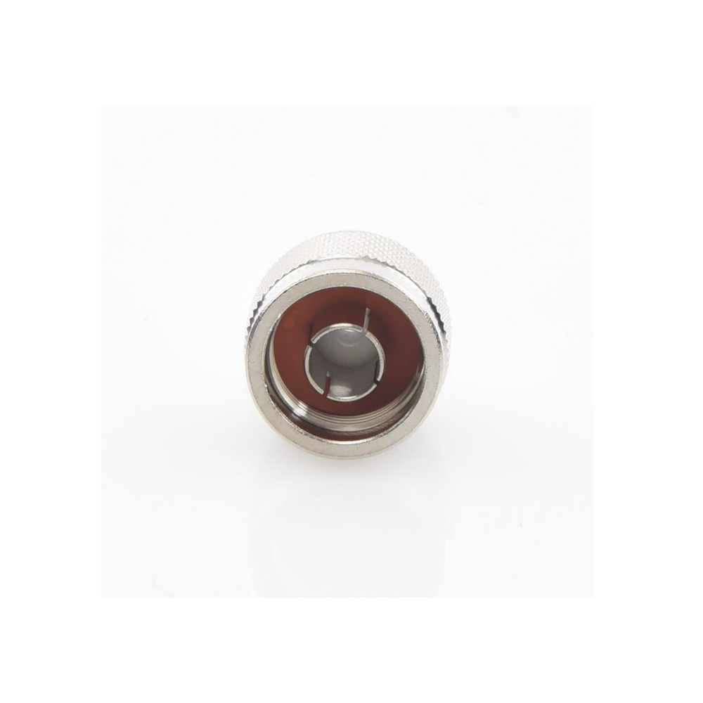 Conector N Macho Coaxial de Anillo Plegable para Cable RG-142/U, Niquel/ Oro/ Teflón.