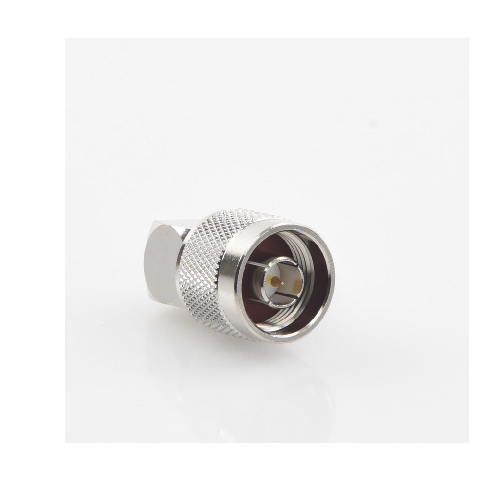 Conector N Macho en A/R de Anillo Plegable para Cables RG-8/X, LMR-240, Níquel/ Oro/ Teflón.