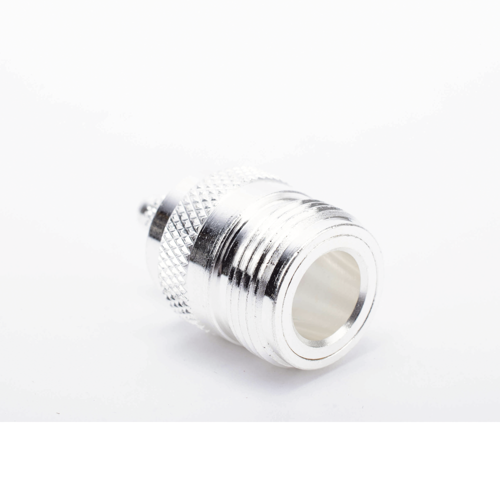 Conector N Hembra de Anillo Plegable para Cables RG-58/U, Níquel/ Oro/ Teflón.