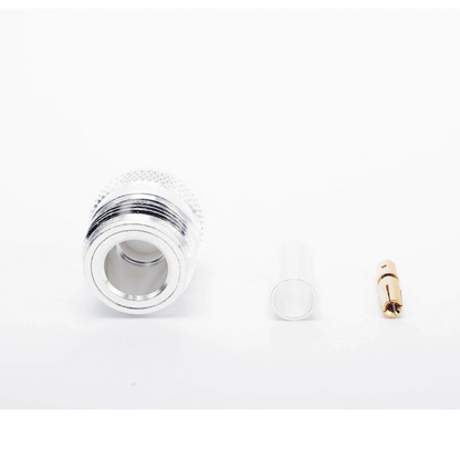 Conector N Hembra de Anillo Plegable para Cables RG-58/U, Níquel/ Oro/ Teflón.