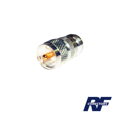 Adaptador en Línea de Conector N Hembra a UHF Macho (PL-259), Plata/ Oro/ Teflón.