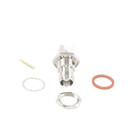 Conector TNC Hembra de montaje en Chasis tipo D Plano y anillo plegable para RG-174/U, 8216.
