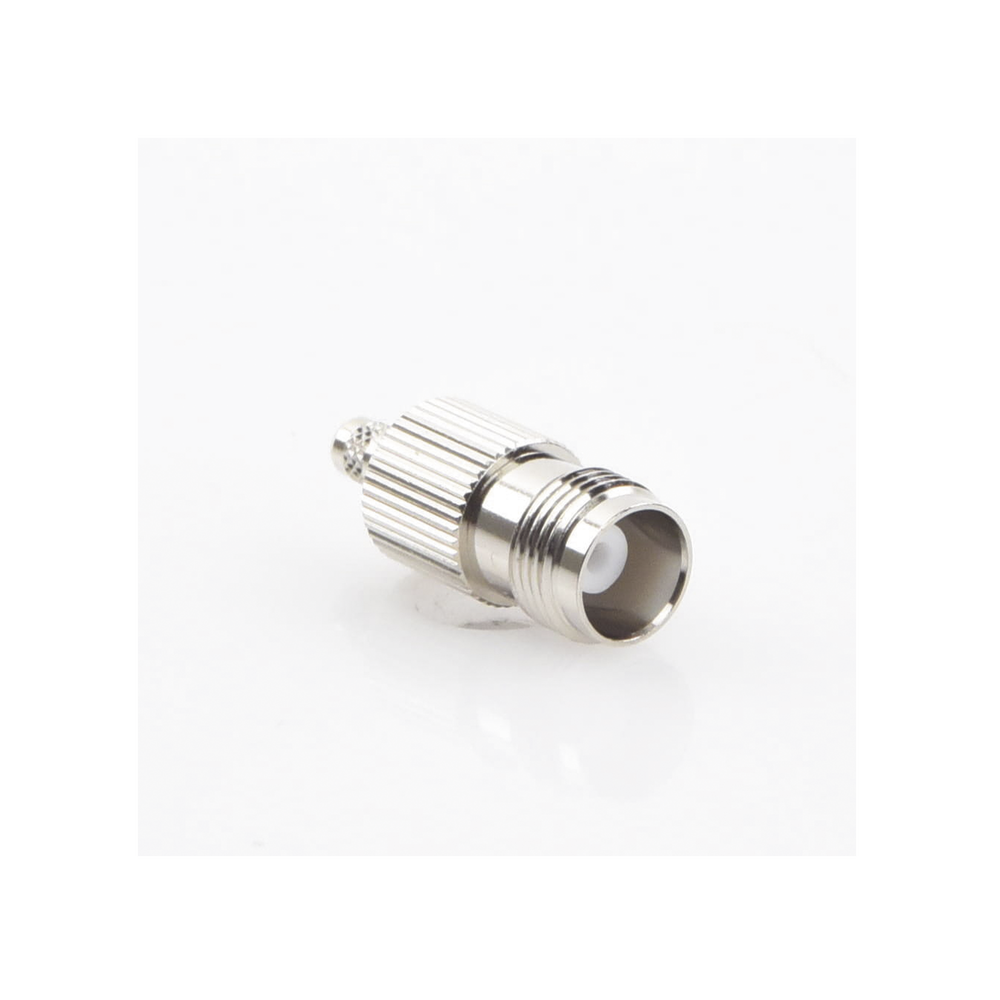Conector TNC Hembra de Anillo Plegable para Cables RG-58/U, RG-142/U, Niquel /Oro /Delrin.