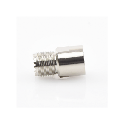 Conector UHF Hembra (SO-239) en Línea de Rosca para RG-8/U, 9913, LMR-400, Níquel/ Plata/ Teflón.