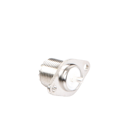 Conector UHF Hembra (SO-239-2H) para Chasis, Doble Perforación, Conductor Central Soldable, Níquel/ Plata/ PBT.