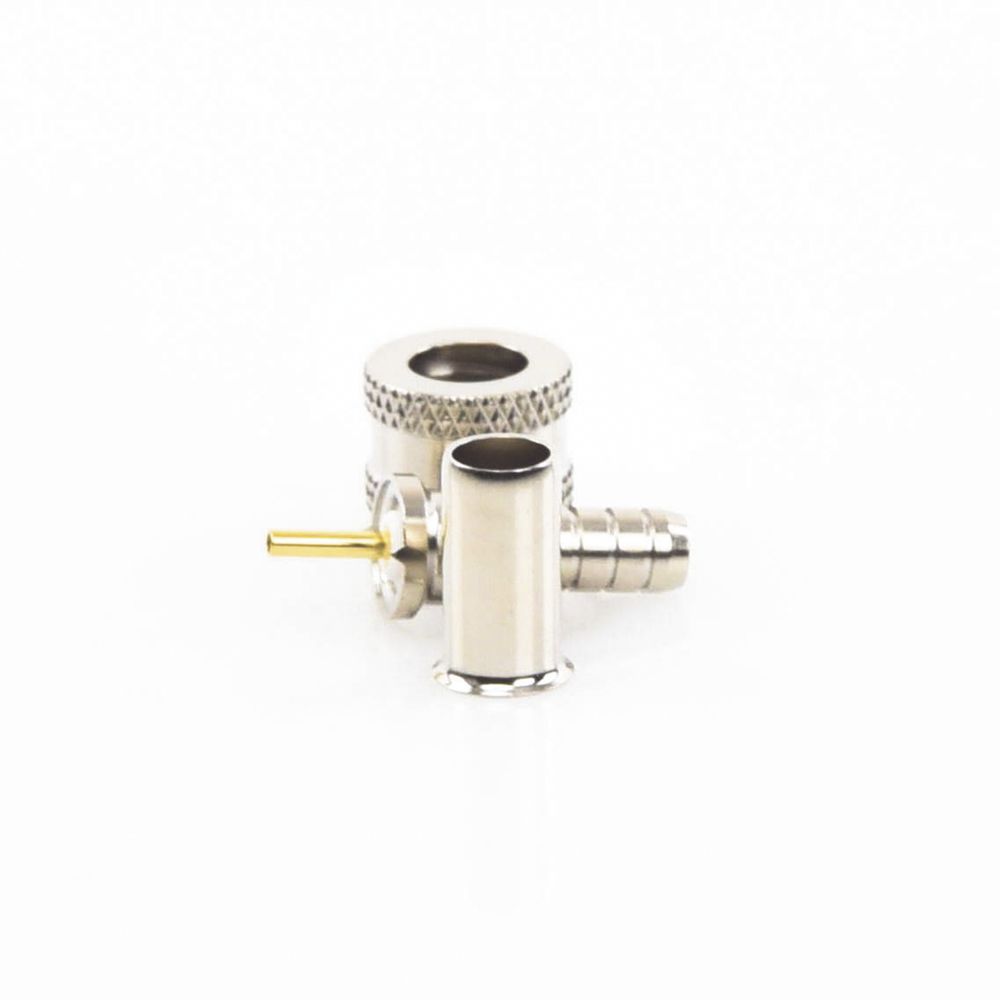 Conector Mini UHF Macho, 50 Ohm, de Anillo Plegable para Cables RG-58/U, RG-142/U, Niquel/Oro/Delrin.