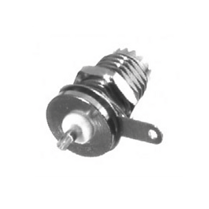 Conector Mini UHF Hembra para Chasis de Montaje Trasero en Tipo D-Plano, Níquel/ Plata/ Teflón