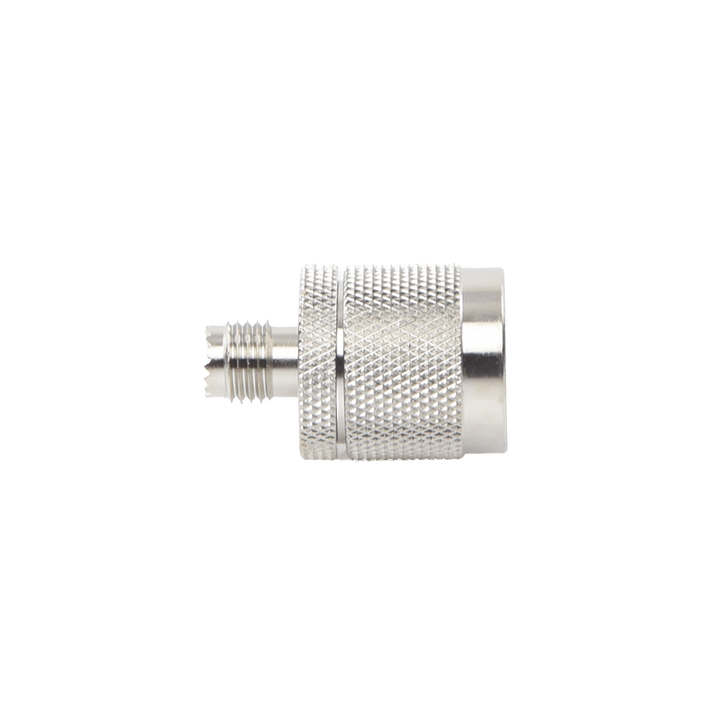 Adaptador en Línea, de Conector Mini UHF Hembra a N Macho, Níquel/ Oro/ Teflón.