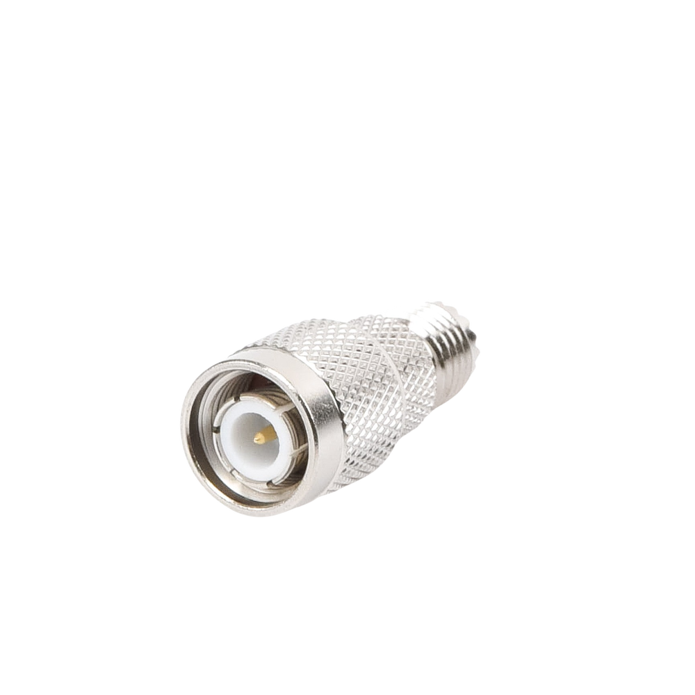 Adaptador en Línea de Conector Mini-UHF Hembra a TNC Macho, Níquel/ Oro/ Teflón.