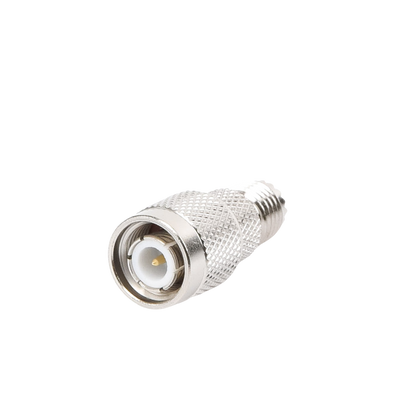 Adaptador en Línea de Conector Mini-UHF Hembra a TNC Macho, Níquel/ Oro/ Teflón.