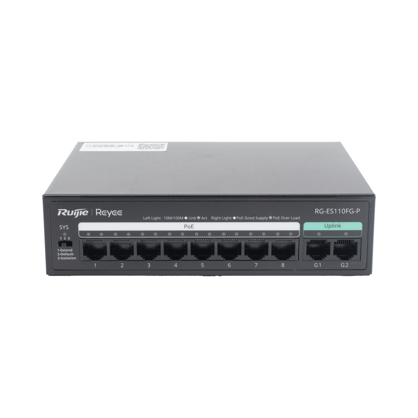 Switch PoE+ no Administrable, hasta 110 Watts, 8 puertos PoE+ 10/100 y 2 Uplinks Gigabit 1G