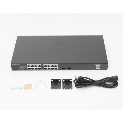 Switch PoE+ No Administrable, Hasta 247 Watts, con 16 Puertos Gigabit PoE+ y 2 Uplinks SFP 1G, Visible en la Topología