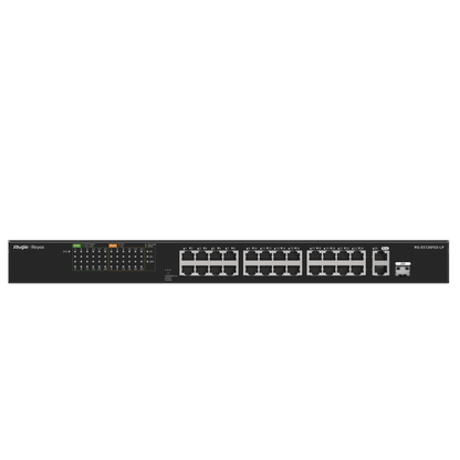 Switch PoE+ no Administrable, hasta 180 Watts Ideal para CCTV, 24 Puertos 10/100 PoE+, 2 Uplinks Gigabit (1 SFP COMBO)