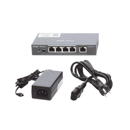 Switch Administrable PoE con 5 puertos Gigabit, 4 PoE 802.3af/at, gestión gratuita desde la nube, 54w