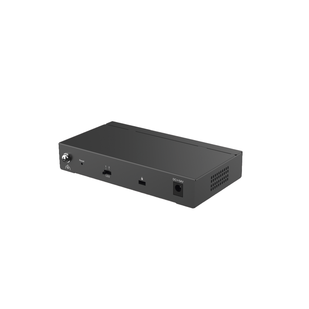 Switch Administrable con 4 puertos Gigabit PoE, 2 Uplink Gigabit y 1 Uplink Gigabit para Fibra SFP en combo, gestión gratuita desde la nube