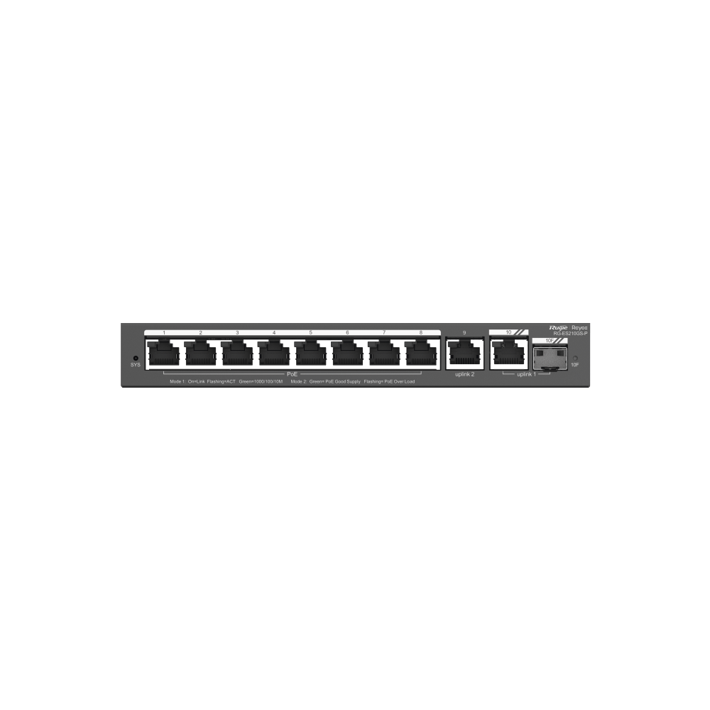 Switch Administrable con 8 puertos Gigabit PoE, 2 Uplinks Gigabit (1 SFP), gestión gratuita desde la nube