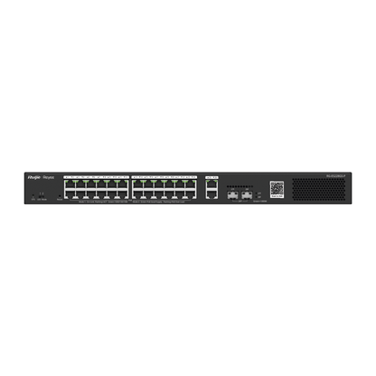 Switch Smart PoE con 24 puertos Gigabit PoE 802.3af/at + 2 SFP para fibra 1Gb, gestión gratuita desde la nube, 370w