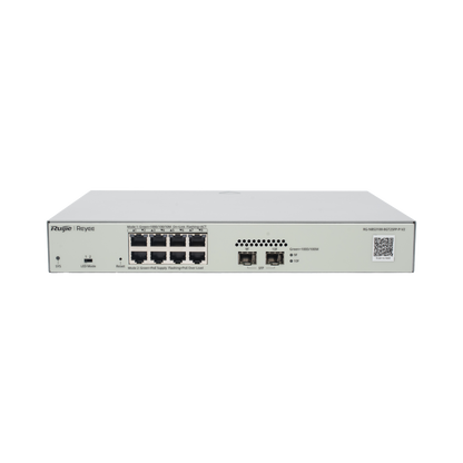 Switch Administrable PoE Capa 2 con 8 puertos Gigabit PoE 802.3af/at + 2 SFP para fibra 1Gb, gestión gratuita desde la nube, 125w