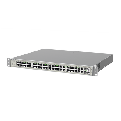 Switch Administrable Capa 3 con 48 puertos Gigabit PoE 802.3af/at + 4 SFP+ para fibra 10Gb, gestión gratuita desde la nube, 740W